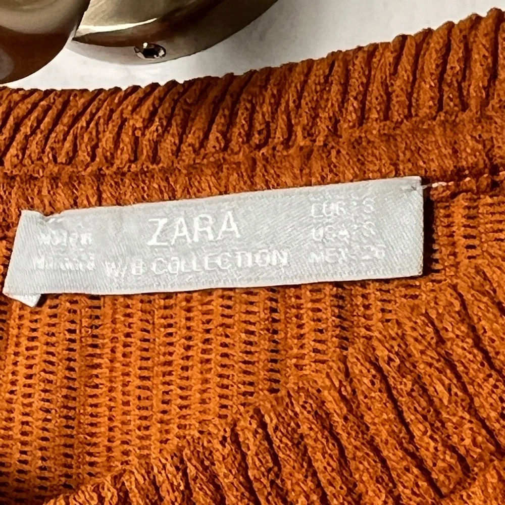 NWOT ZARA Zara Burnt Orange Oversized Needlecord Tunic Dress Size Small